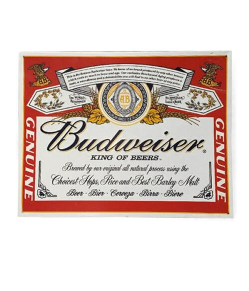 Budweiser Can Label Metal Sign