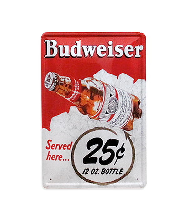Budweiser In Bottles Round Advertising Tin Metal Sign Anheuser Busch 
