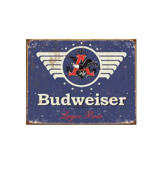 Budweiser Weathered Blue Metal Sign