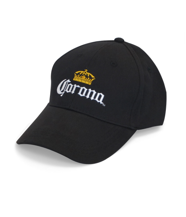 Corona White And Gold Logo Black Promo Hat- The Beer Gear Store