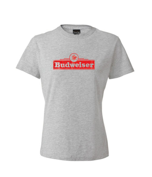 Budweiser Ladies Iconic Gray Crew Neck T-Shirt