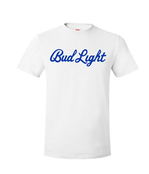 Bud Light Script White Crew Neck T-Shirt