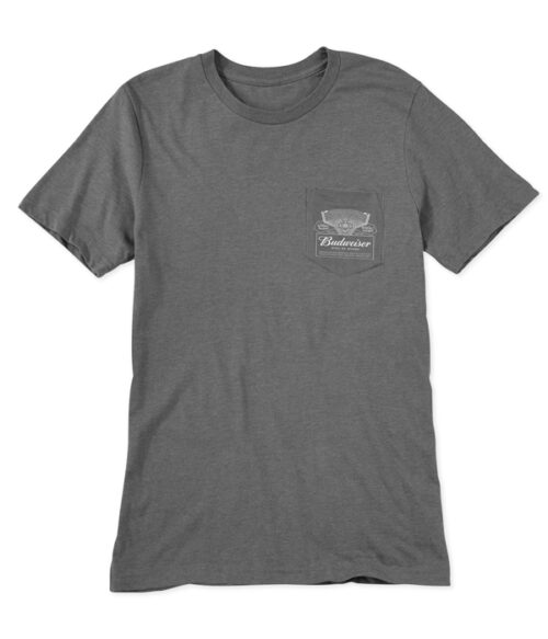 Budweiser Gray Pocket Crew Neck T-Shirt