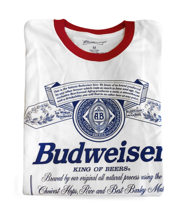loft slot inflation Budweiser White Label Ringer T-shirt - The Beer Gear Store