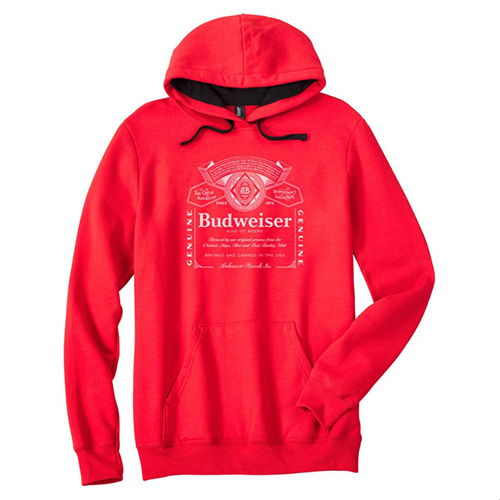 red hoodie with white strings