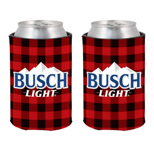 Busch Light plaid 12 oz coolie 2023