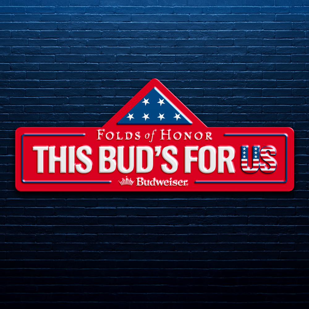 Budweiser Folds Of Honor Flag Metal Sign